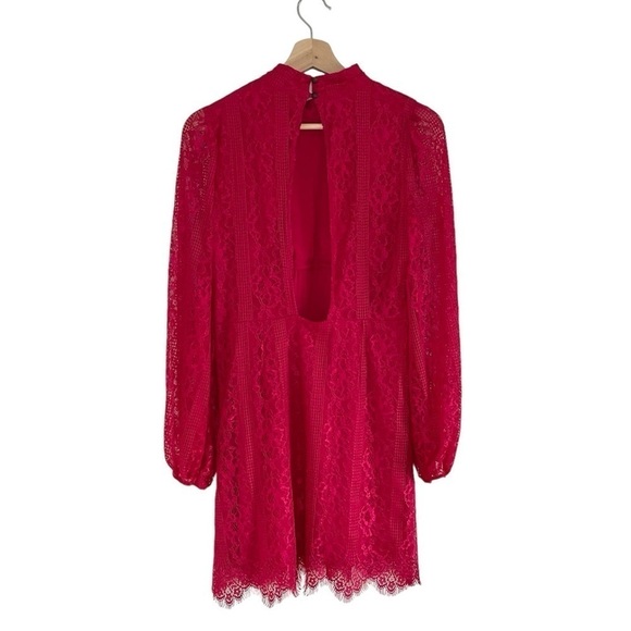 NWT Anthropologie Maeve Lace Open Back Mini Dress Raspberry Red 8 Medium - Picture 6 of 16